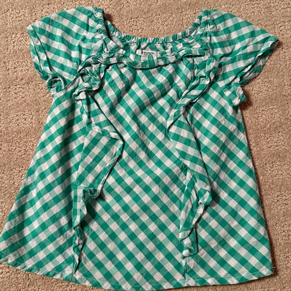 Crown & Ivy Kids Green Plaid Top